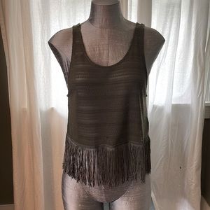 Fringe Olive Green H&M Crop Tank 💚